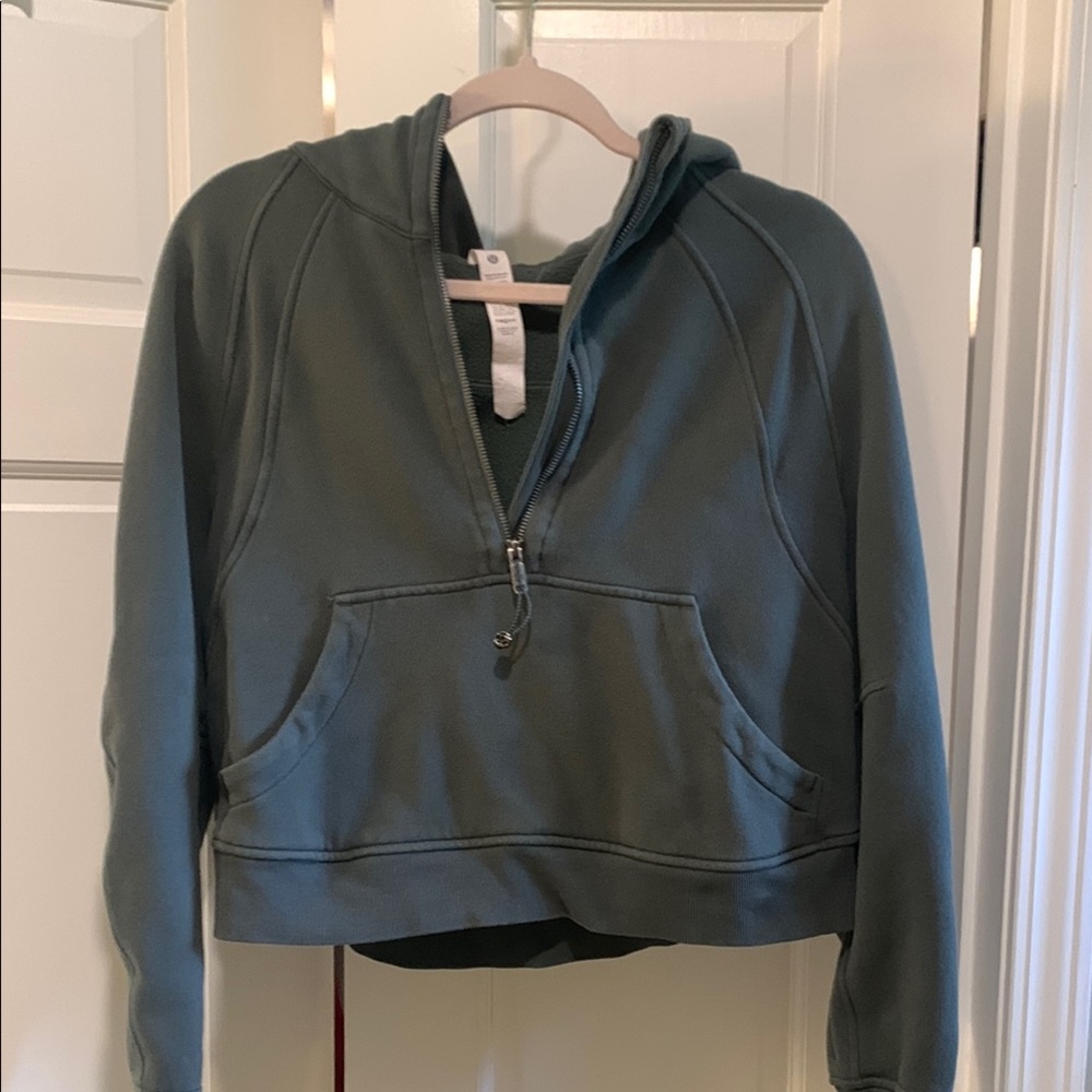 Lululemon Athletica Forest Green Cropped Hoodie